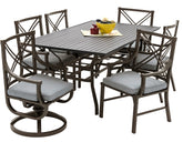 Seasonal Trends 161008 Audubon Dining Set, 7-Piece, 6 Seating, Rectangle Table, Aluminum Tabletop, Gray Table